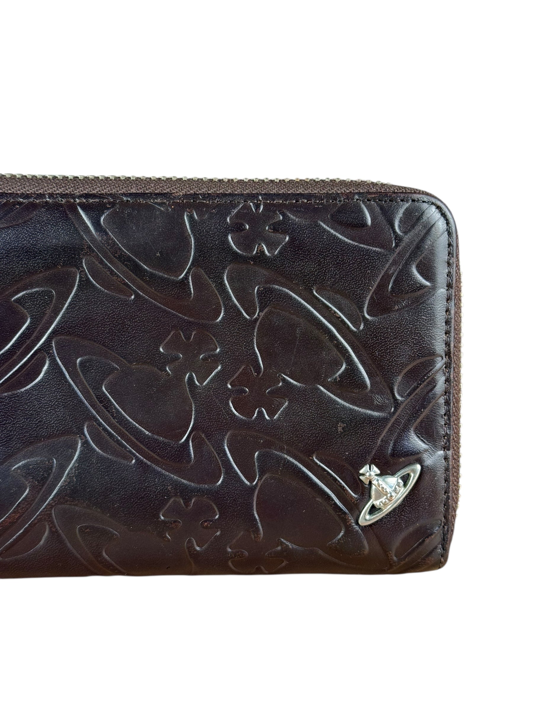 Vivienne Westwood Brown Leather Logo Zippy Wallet