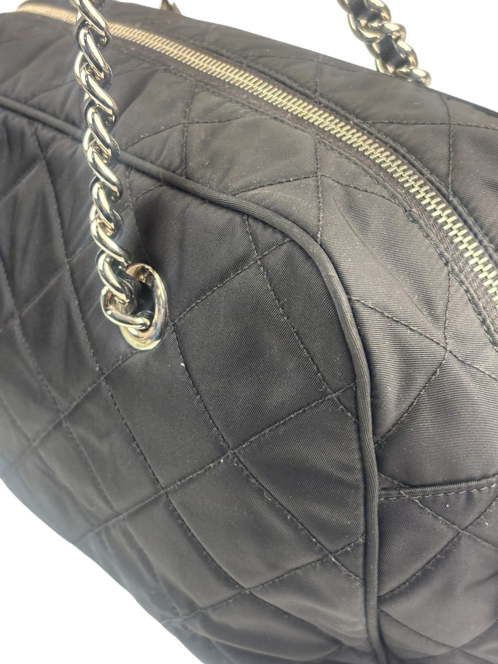 Prada Black Quilted Tessuto Nylon/Leather Trim Large Camera Bag
