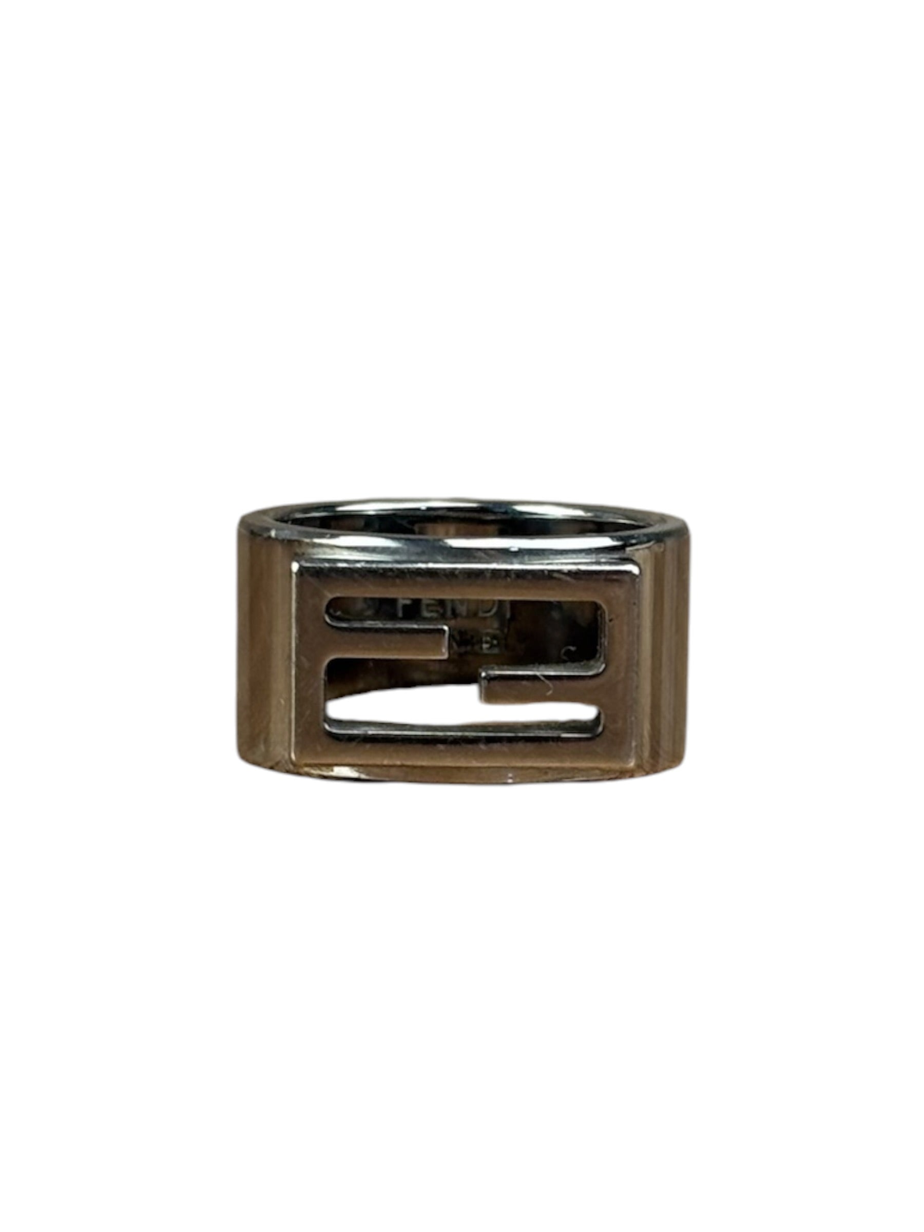 Fendi Vintage Silver Baguette Band Ring