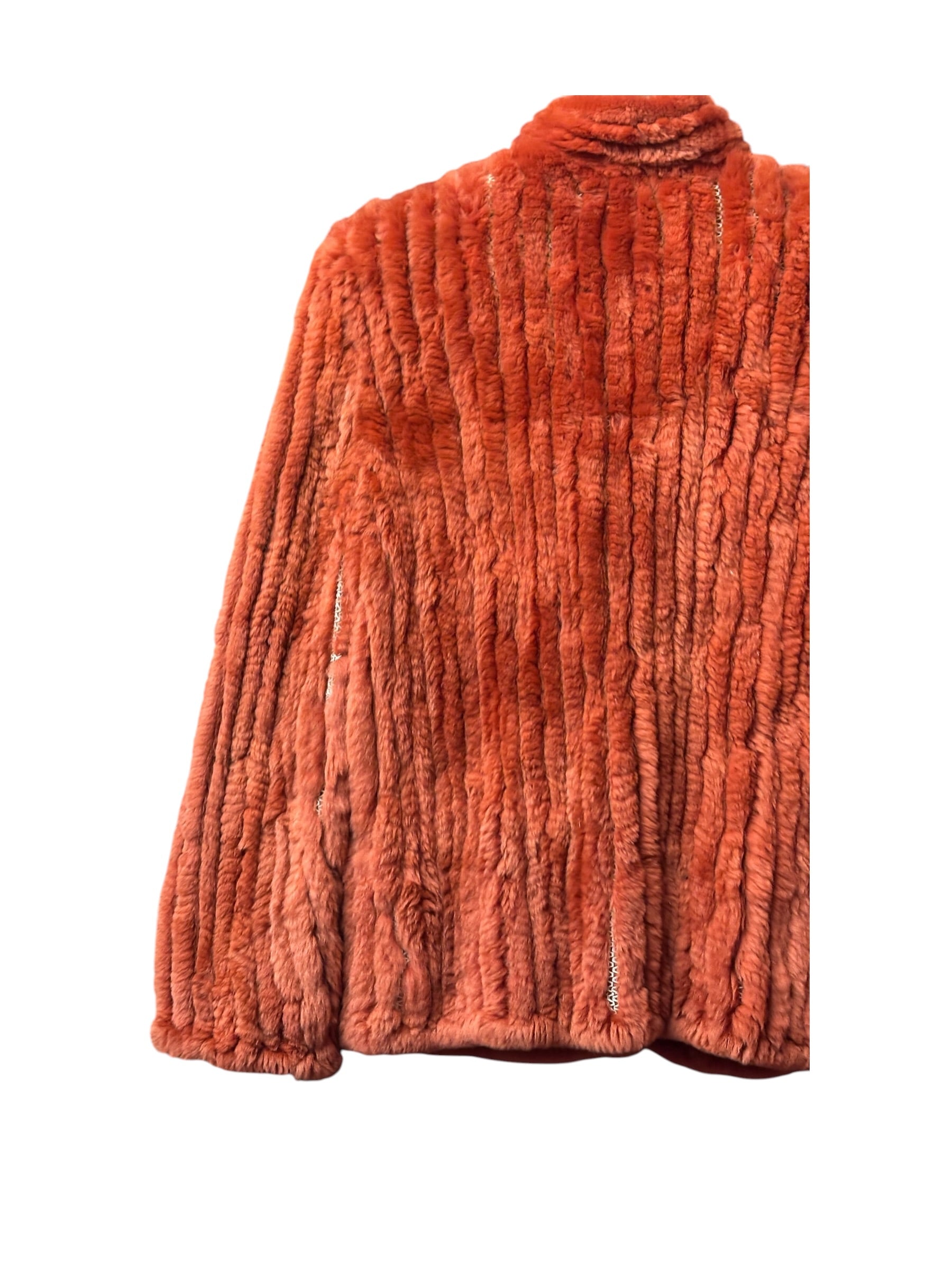 Fabio Mantegazza Vintage Orange Sheared Faux Fur Coat