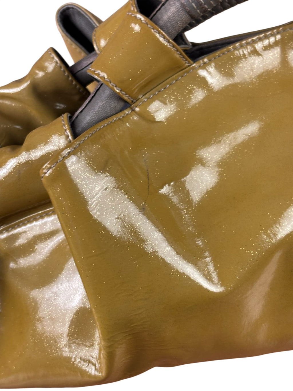 Loewe Anagram Patent Olive Leather Top Handle Bag