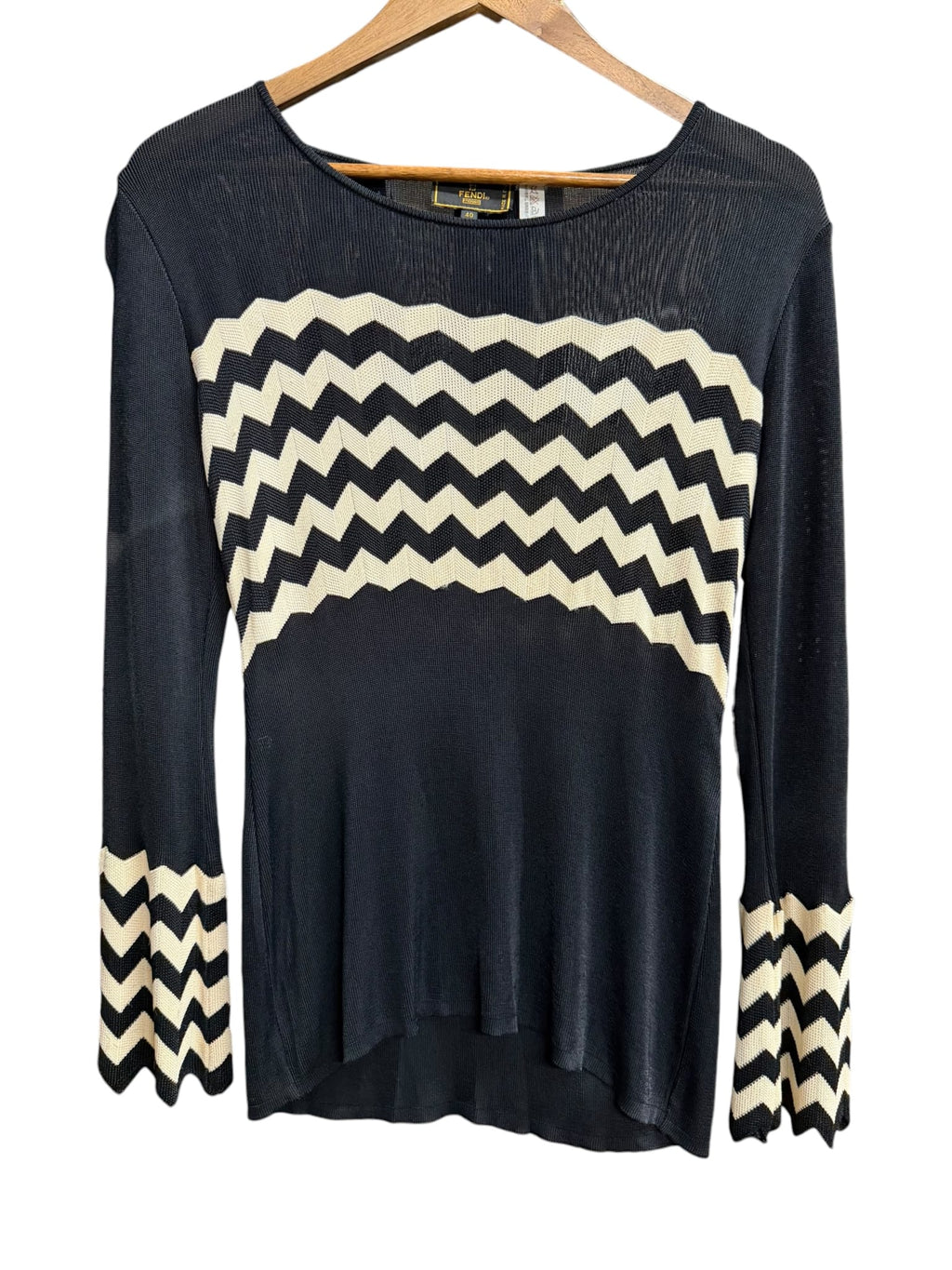 90s Fendi Black/White Wavy Stripe Knitted Shirt