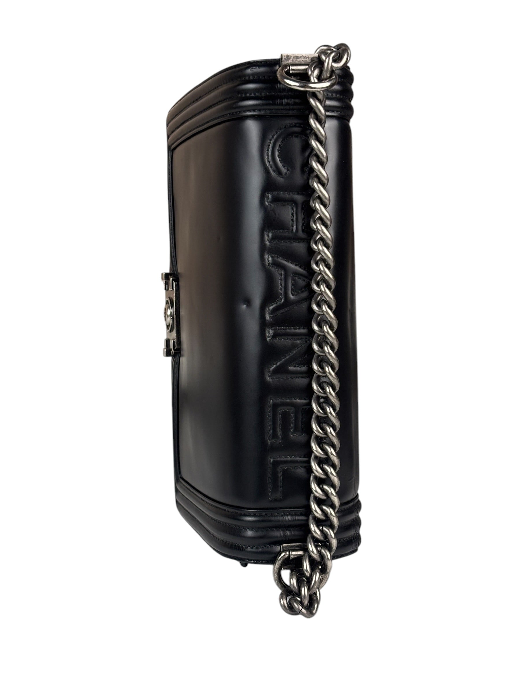 Chanel Black Calfskin Boy Flap Bag 2015
