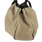 Gucci Beige Leather Trim Diamante Canvas Sukey Tote