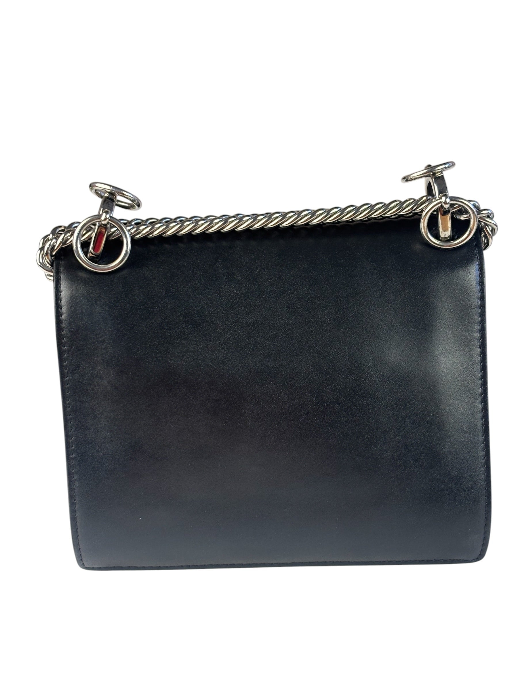 Fendi Black Leather Kan I Monster Eyes Shoulder Bag