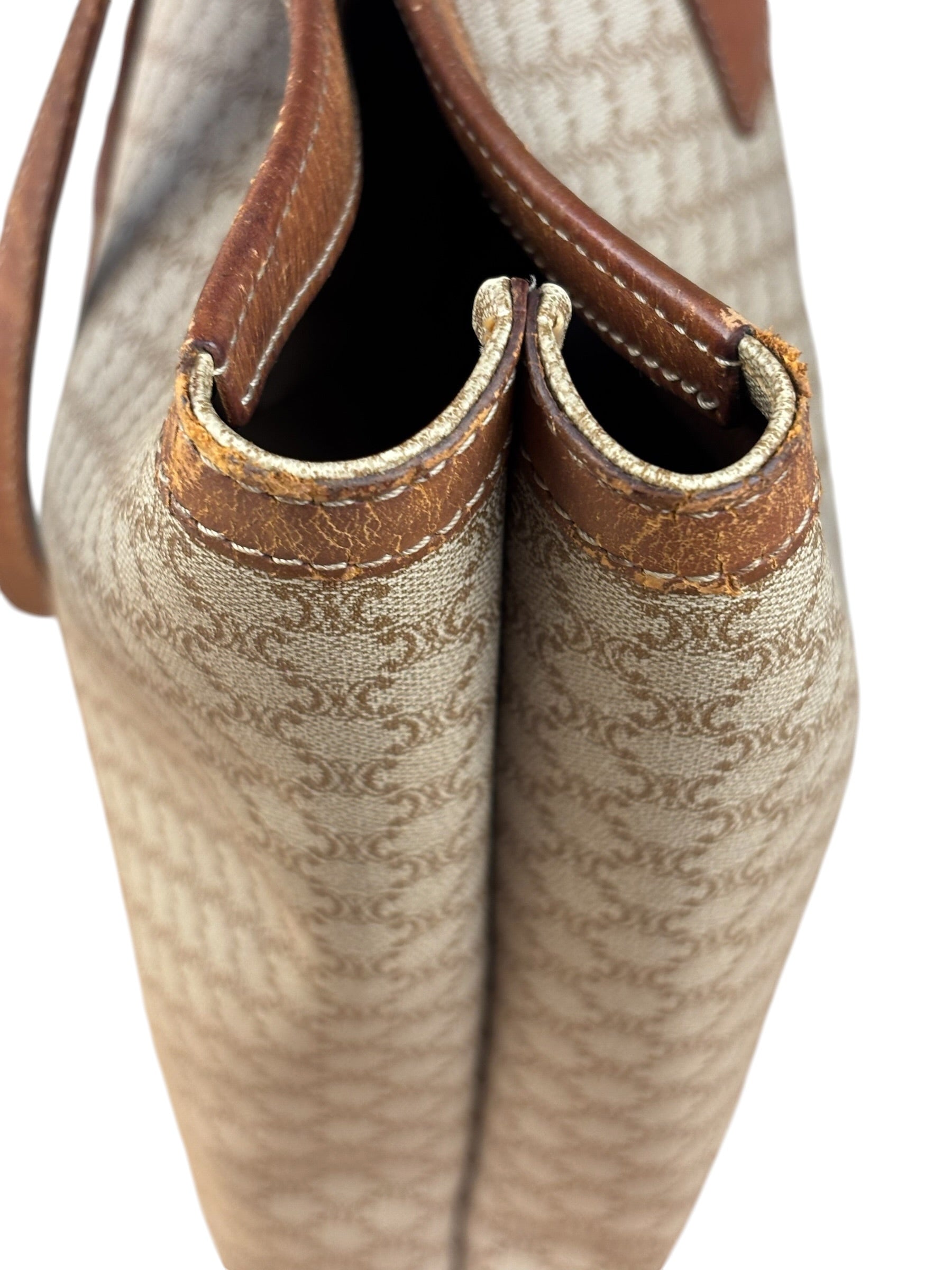 Celine Vintage Coated Canvas Macadam Shoulder Tote