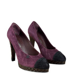 Chanel Two-Tone Suede Cap-Toe Platform Pumps