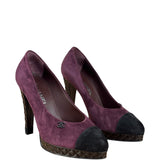 Chanel Two-Tone Suede Cap-Toe Platform Pumps