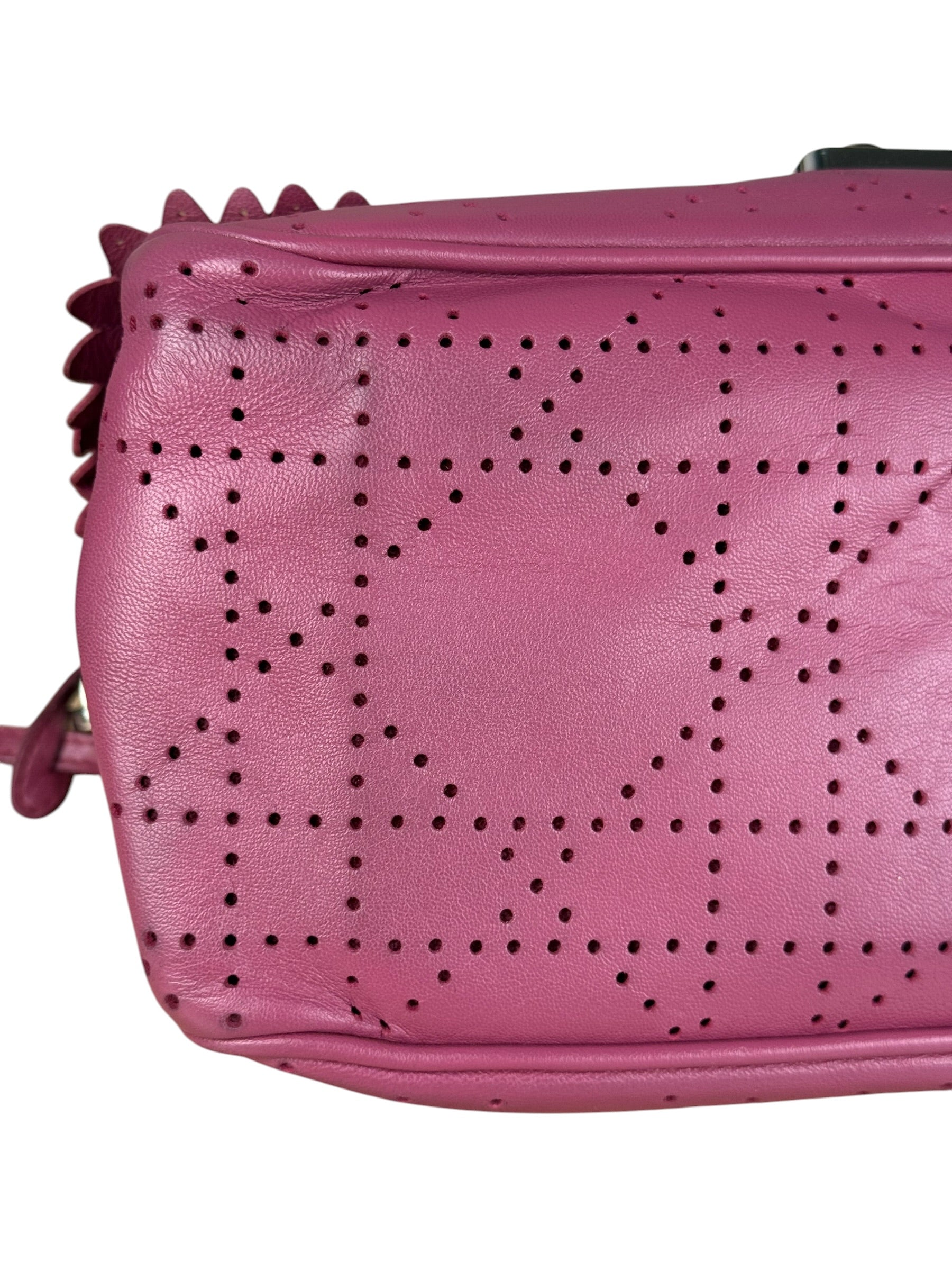 Christian Dior Purple Ruffle Leather New Lock Flap Bag
