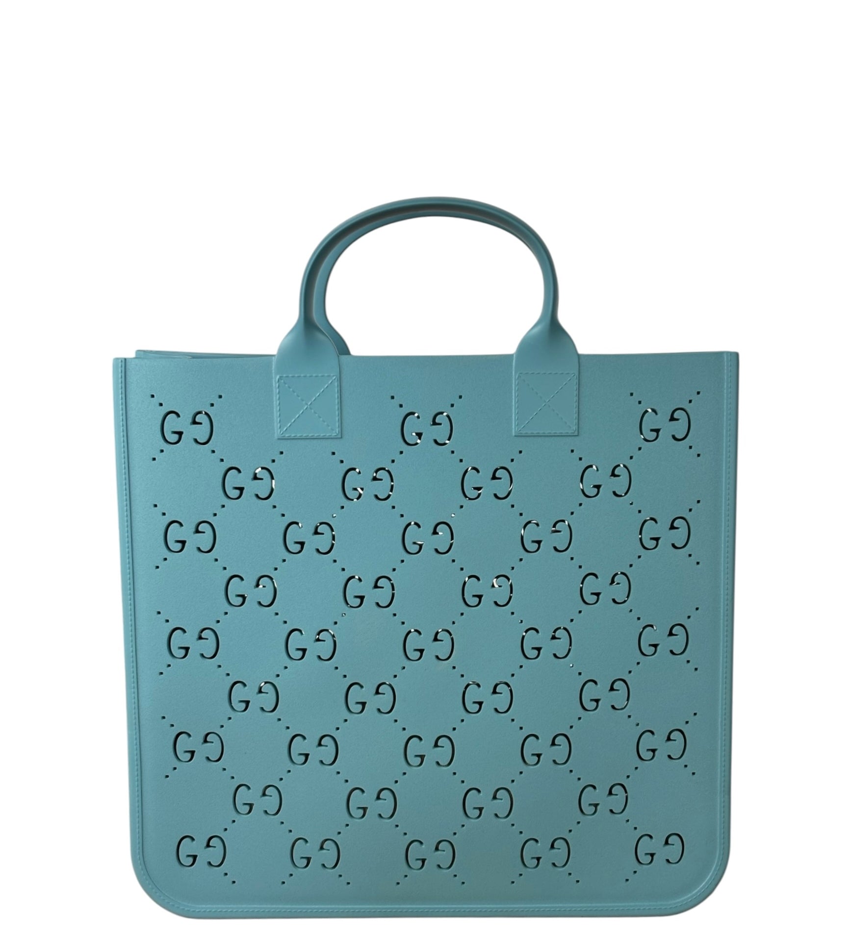 Gucci Dusty Azure Perforated Rubber Tote