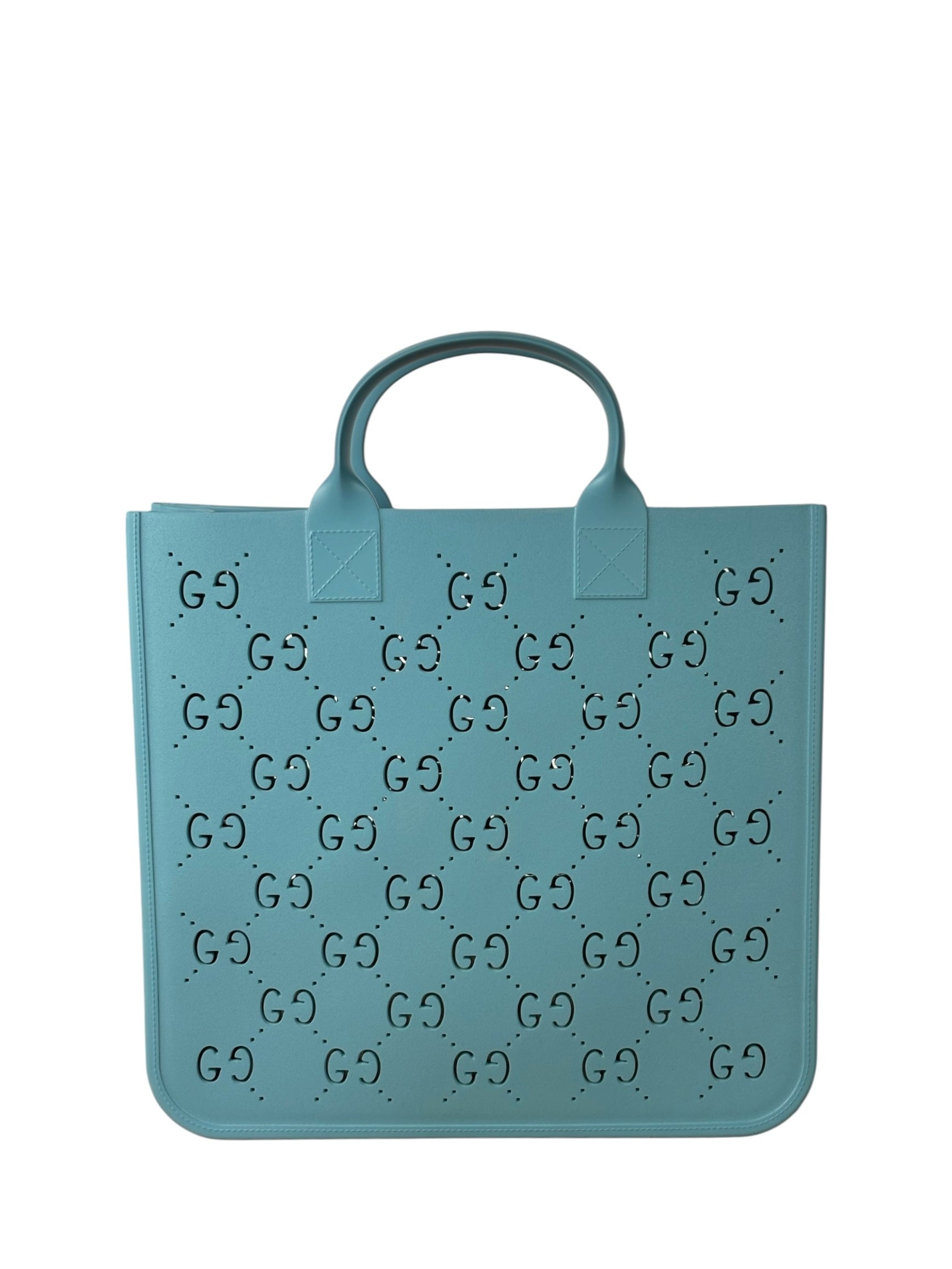 Gucci Dusty Azure Perforated Rubber Tote
