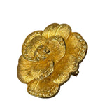 Christian Dior Signature Camellia Flower Gold Plated Crystal Pave Brooch