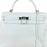 Hermes Kelly 32 White Clemence Leather Handbag 2008