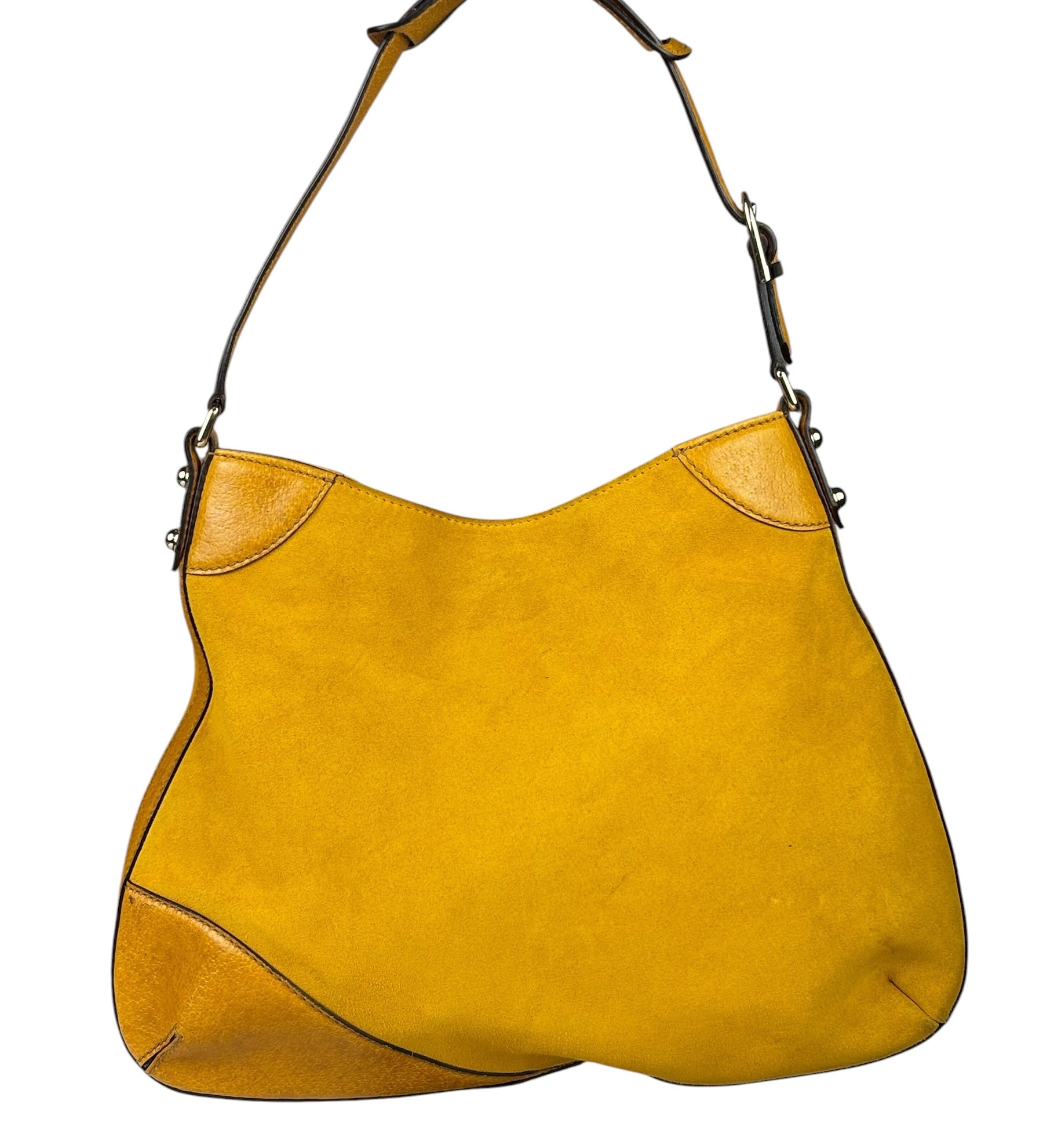 Gucci Mustard Yellow Suede/Leather Trim Hasler Horsebit Hobo Bag