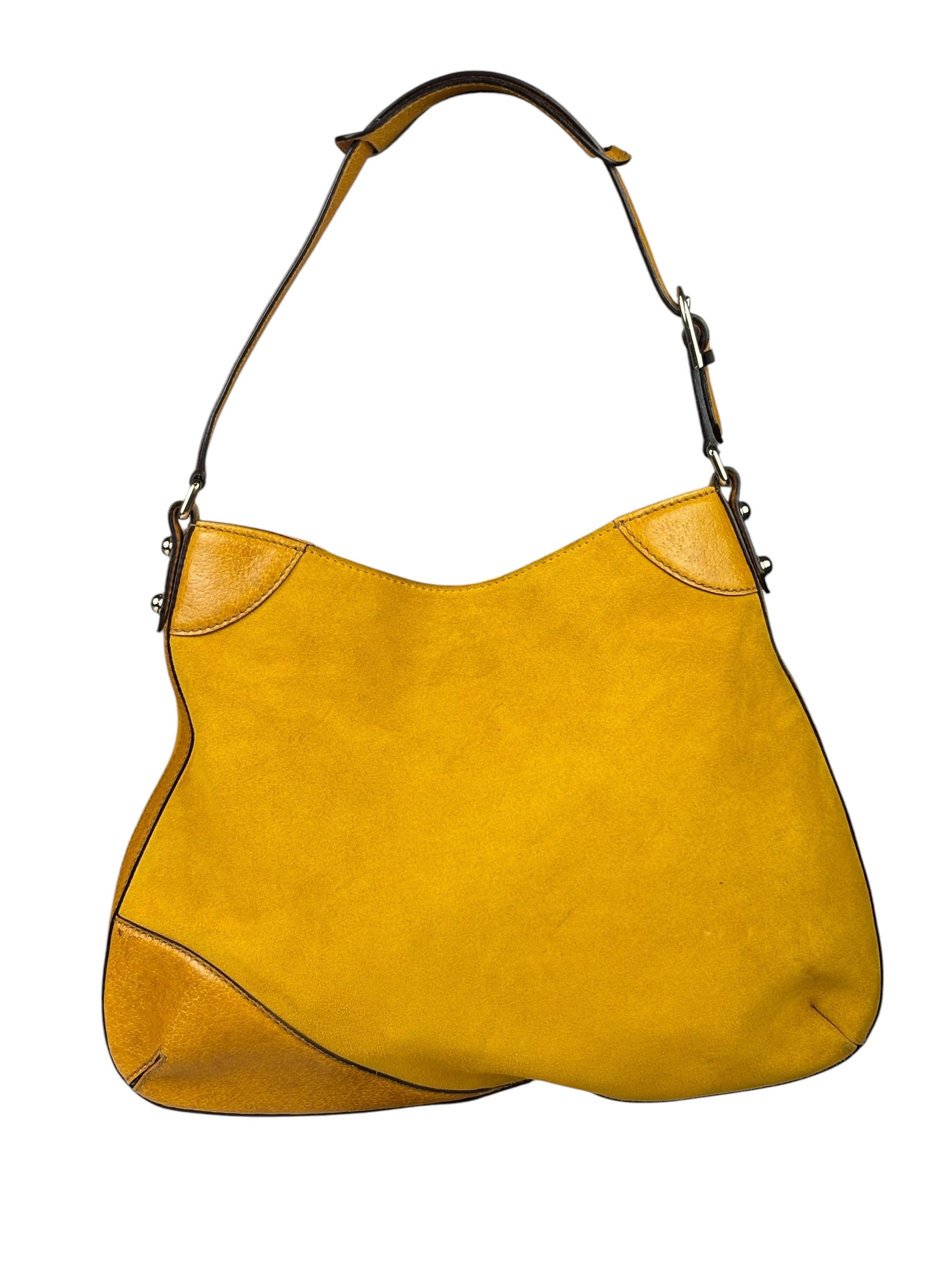 Gucci Mustard Yellow Suede/Leather Trim Hasler Horsebit Hobo Bag
