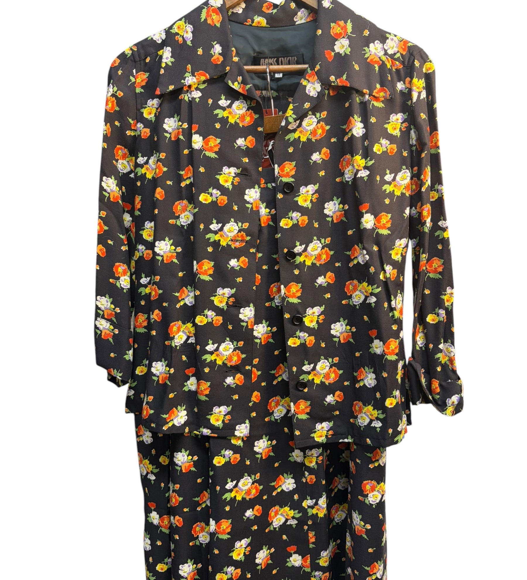 Christian Dior Black Floral Pattern Two-Piece Set
