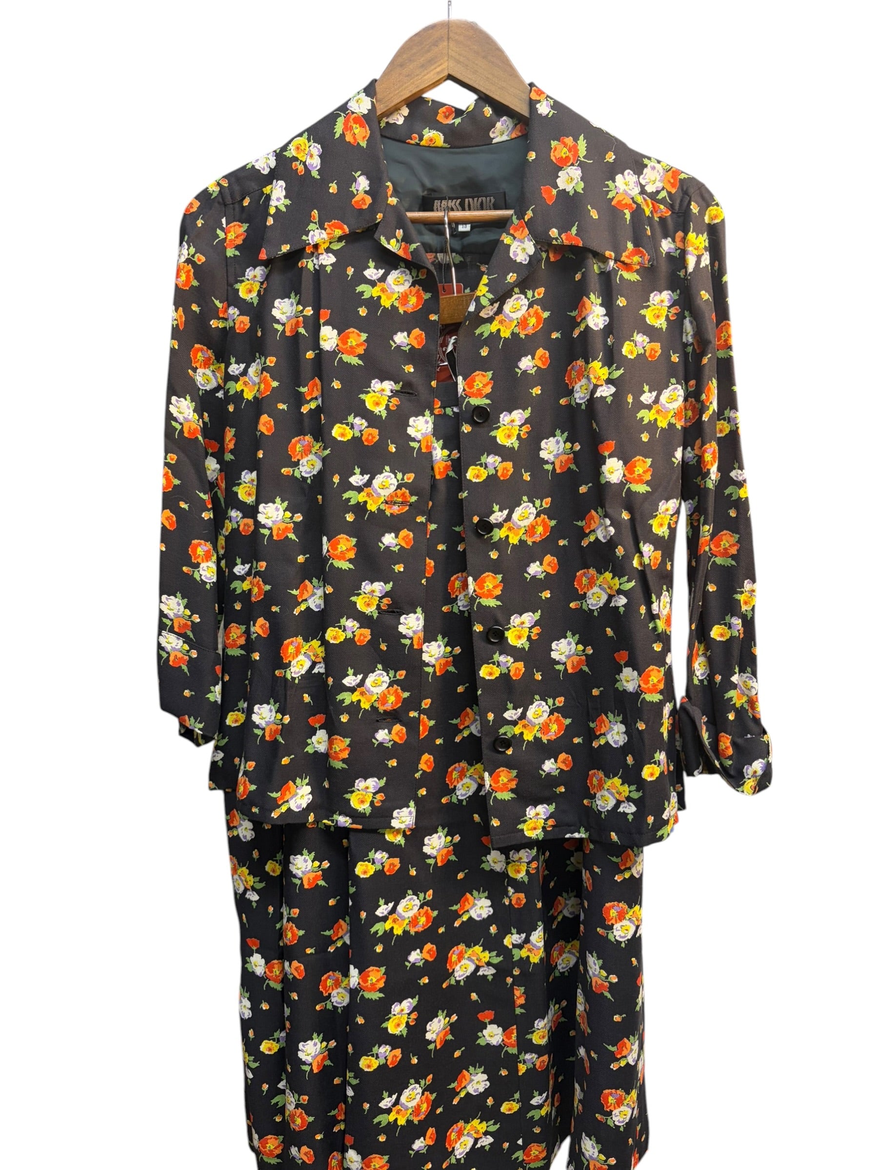Christian Dior Black Floral Pattern Two-Piece Set