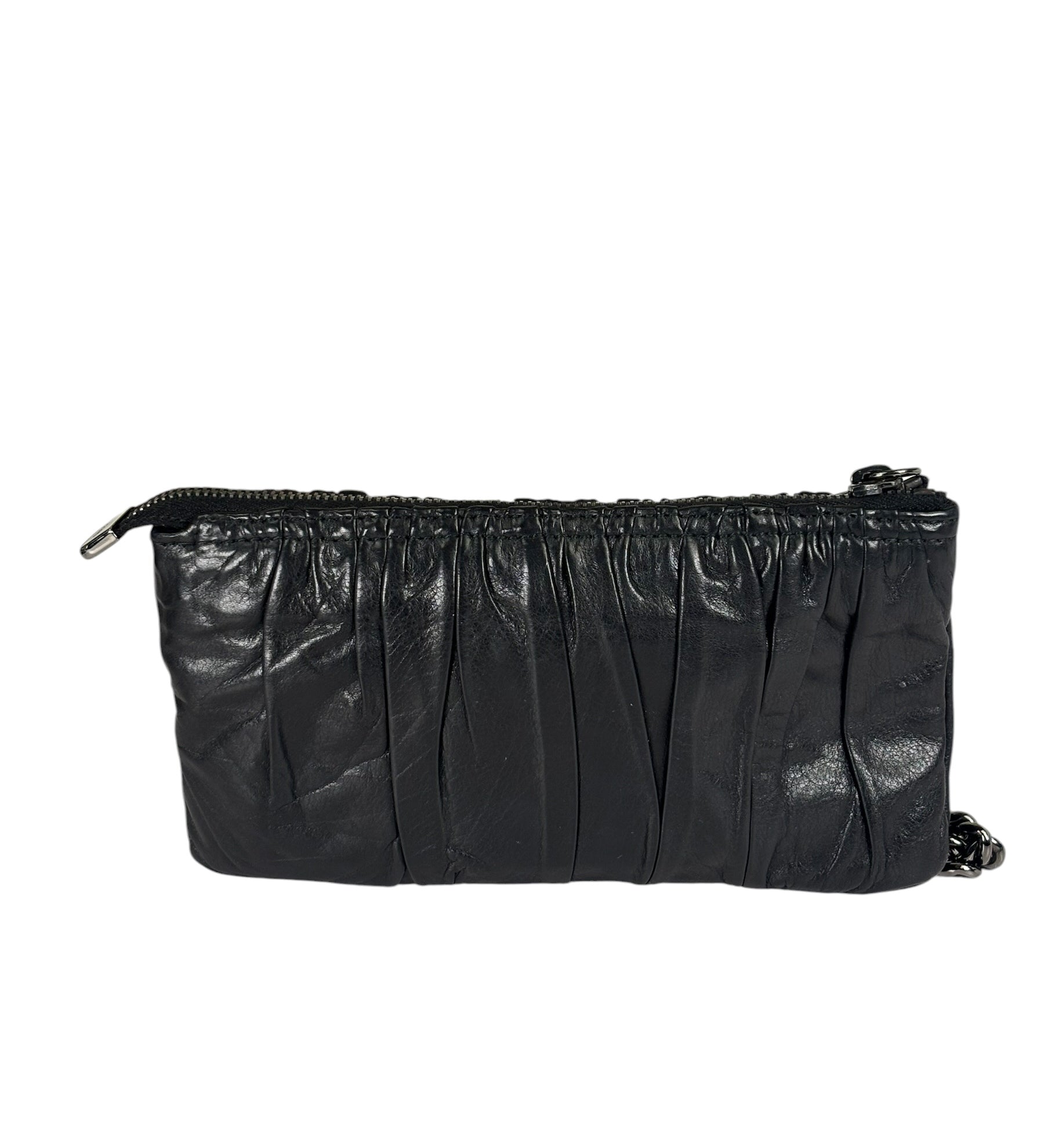Gucci Black Leather Galaxy Wristlet Clutch