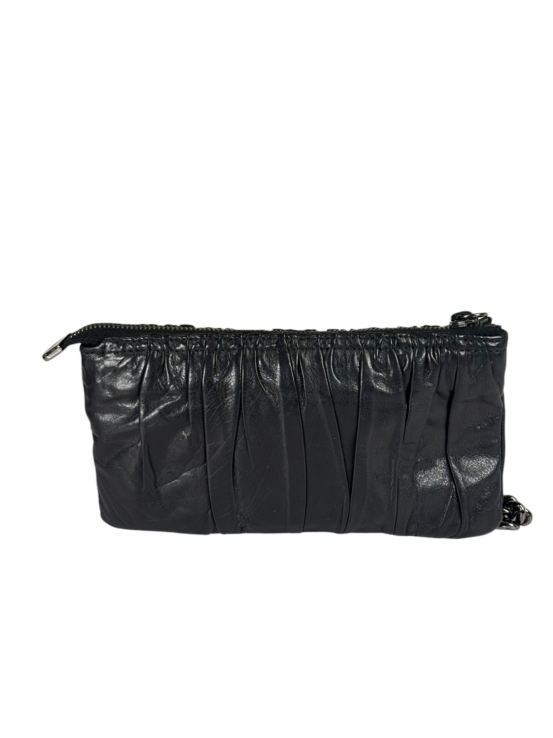 Gucci Black Leather Galaxy Wristlet Clutch
