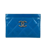 Chanel Blue Patent Quilted CC Cardholder 2016