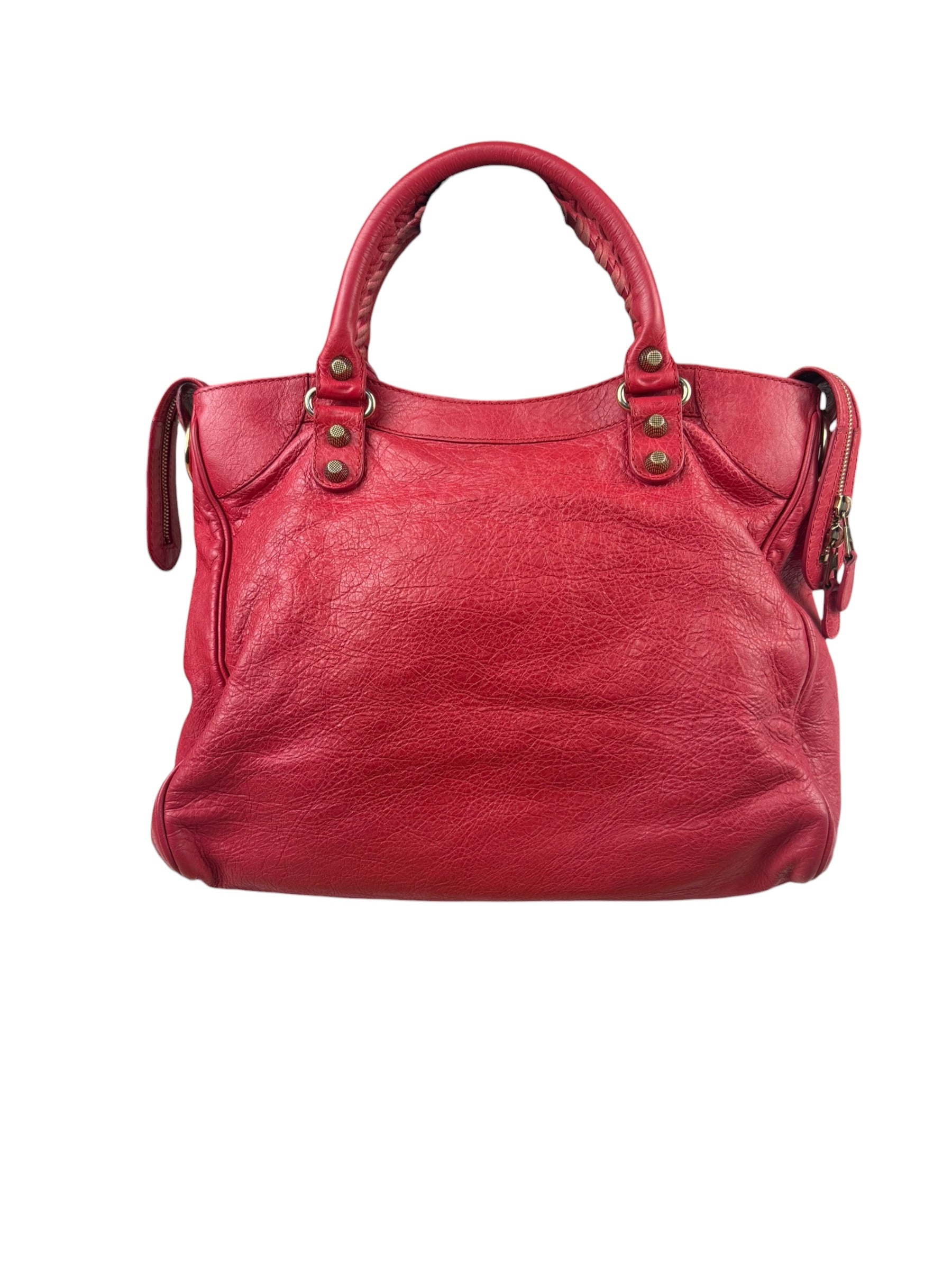 Balenciaga Red Calfskin Rouge Le City Bag