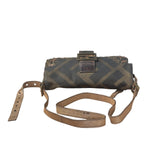 Fendi Zucca Whipstitch Baguette Shoulder Bag