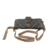 Fendi Zucca Whipstitch Baguette Shoulder Bag