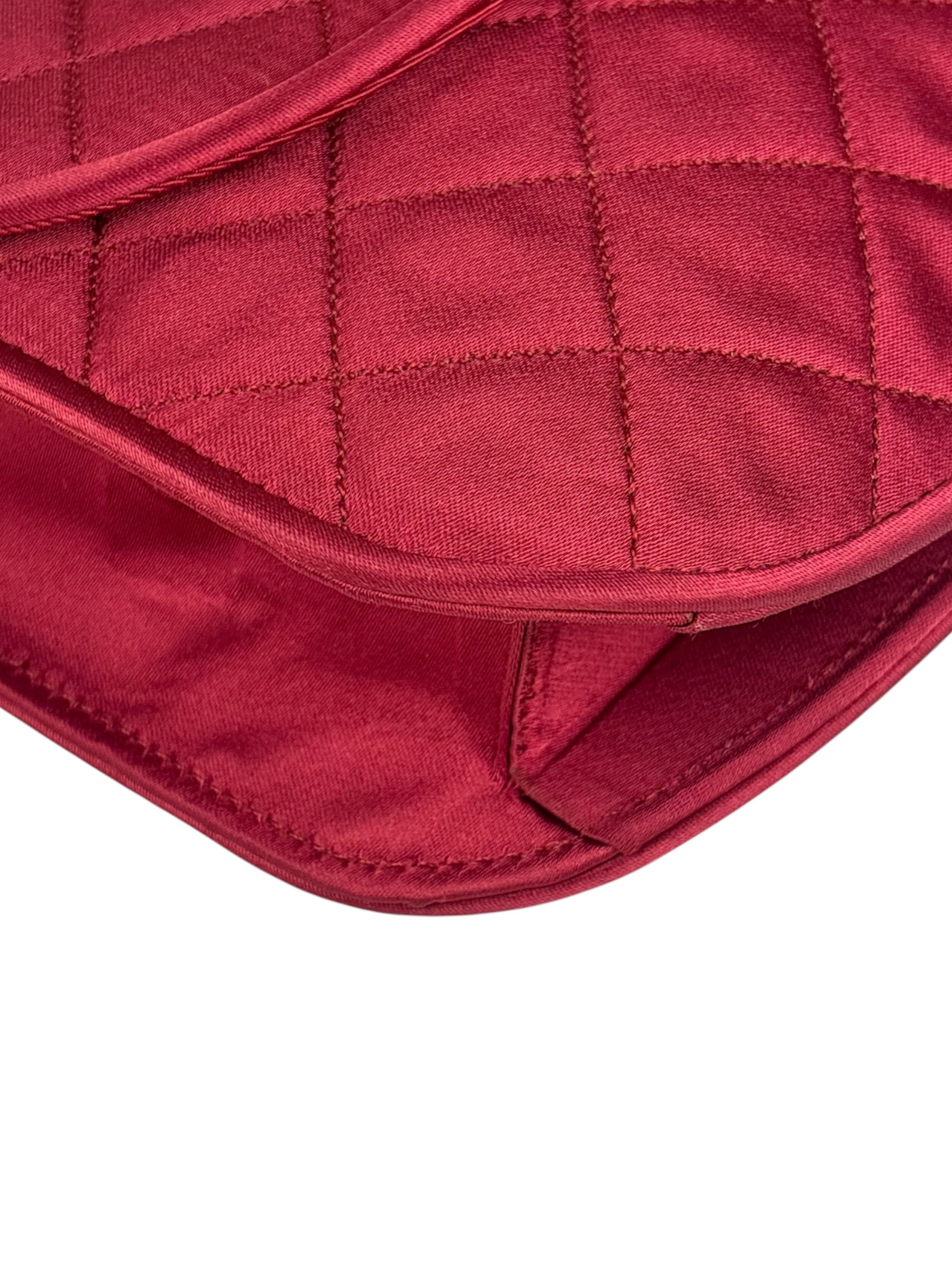 Chanel Vintage Two Tone Red Satin Flap 1989