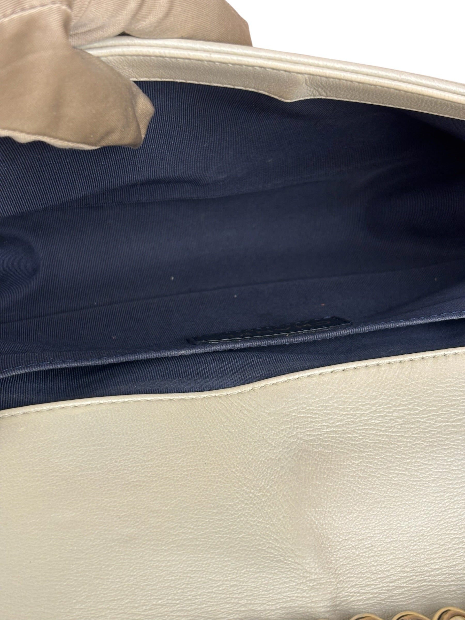 Chanel White Leather Cube Boy Bag 2014