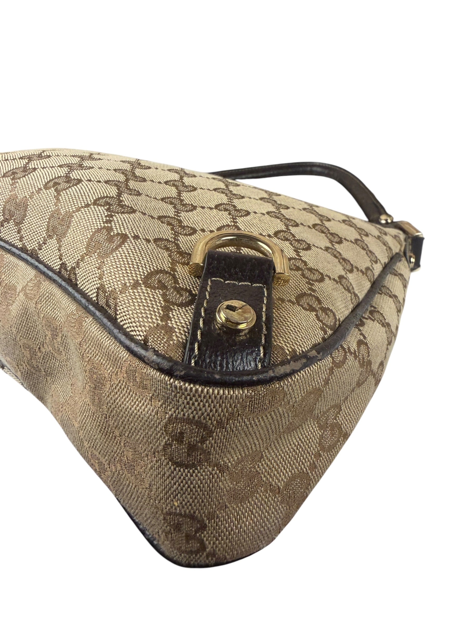 Gucci Brown Leather Trim Abbey D Ring Shoulder Bag