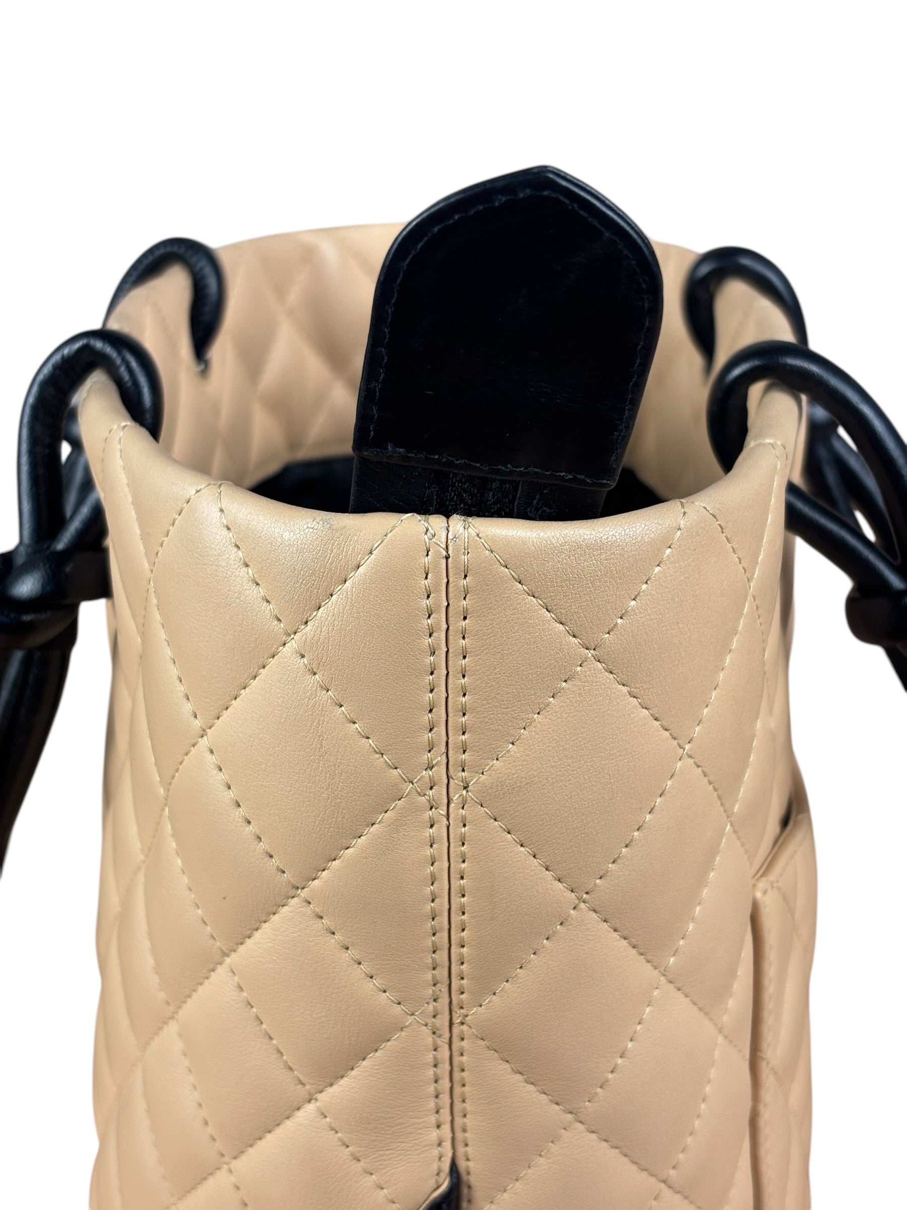 Chanel Tan Quilted Leather Ligne Cambon Tote Bag 2004