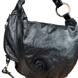 Fendi Vintage Black Leather Oyster Hobo Bag