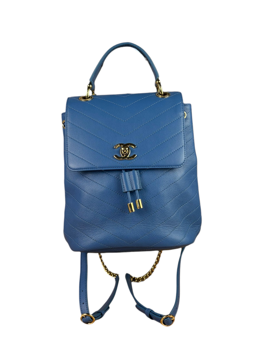 Chanel Blue Leather Chevron Urban Sprit Bag-pack