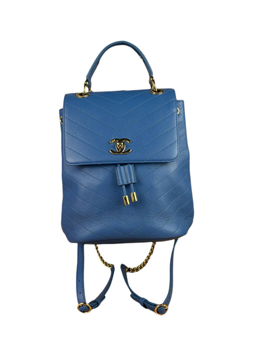 Chanel Blue Leather Chevron Urban Sprit Bag-pack
