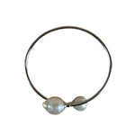 Silver-Toned Real Pearl Wrap Bangle Bracelet