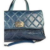 Chanel Blue Quilted Calfskin Large Convertible Boy Two-Way Bag 2012