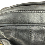 Chanel Vintage Black Leather Mademoiselle Vertical Quilted Shoulder Bag 1990's