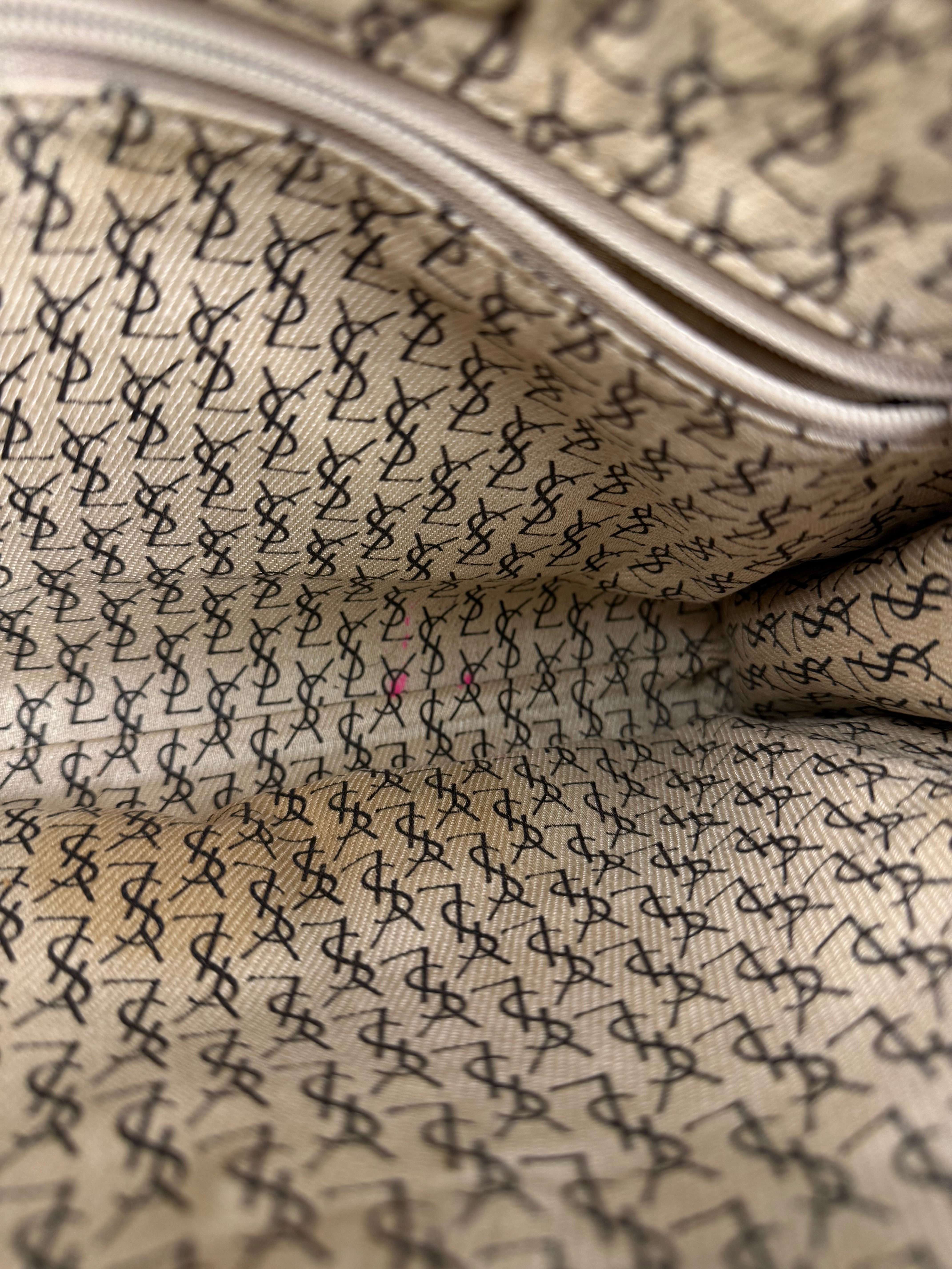 Yves Saint Lauren Vintage Gray Giraffe Printed Leather Clutch