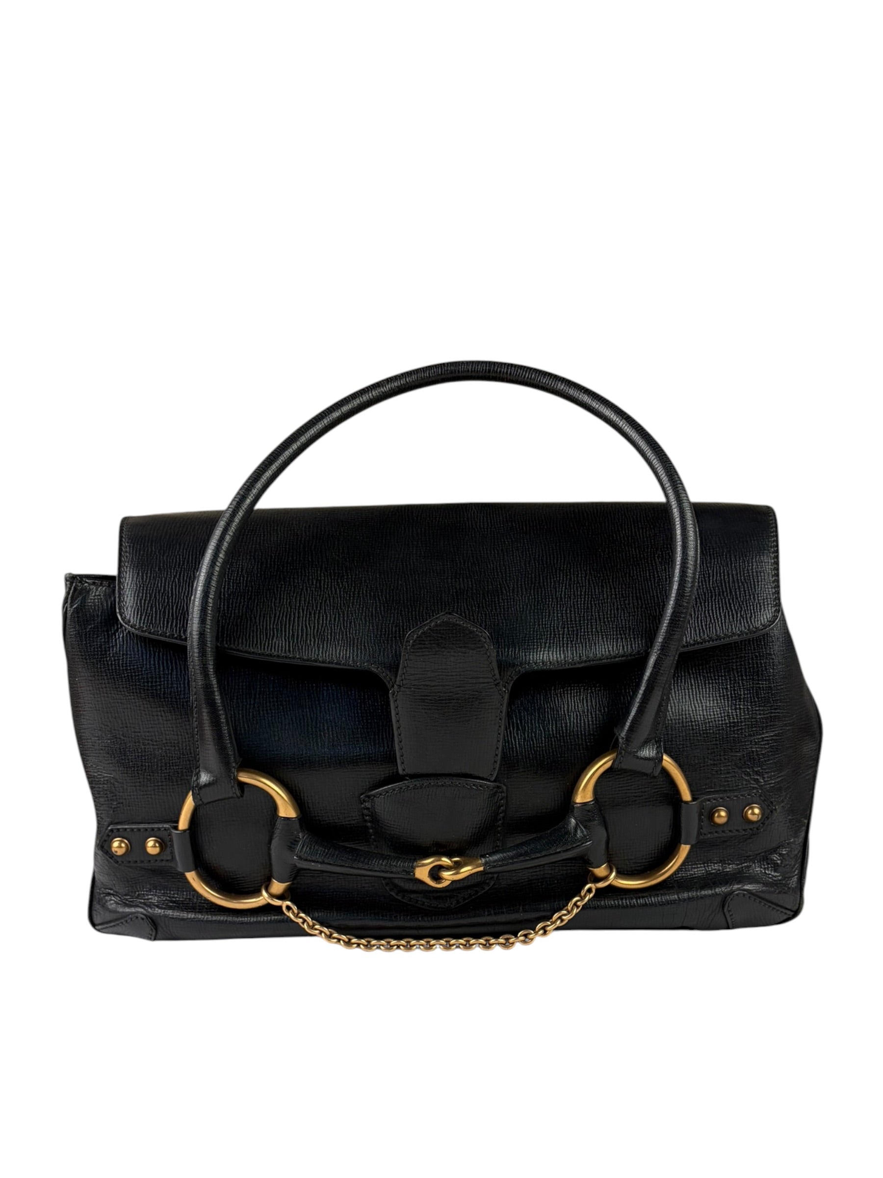 Gucci Vintage Black Horsebit Flap Bag