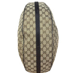 Gucci Vintage Dark Brown Leather Trim GG Canvas Twin Hobo Bag