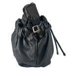 Burberry Black Ruched Leather Curzon Satchel Crossbody Bag