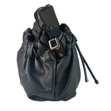 Burberry Black Ruched Leather Curzon Satchel Crossbody Bag