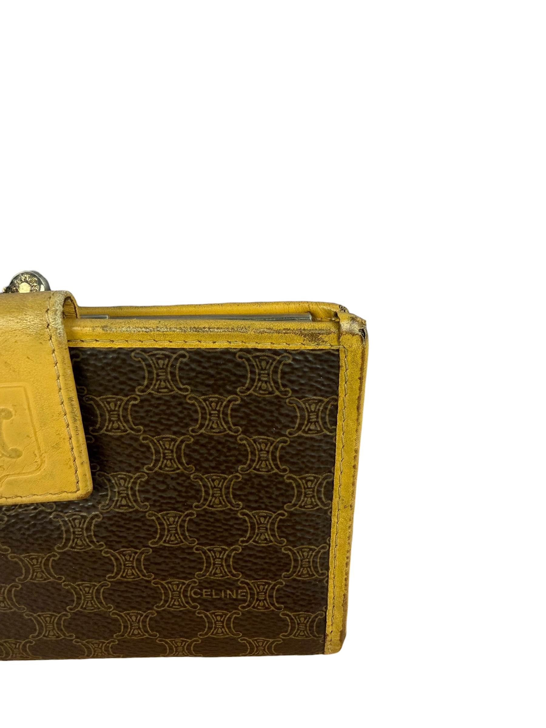 Celine Vintage Brown Macadam Bifold Kisslock Wallet