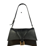 Balenciaga Crush Sling Shoulder Bag Black Leather