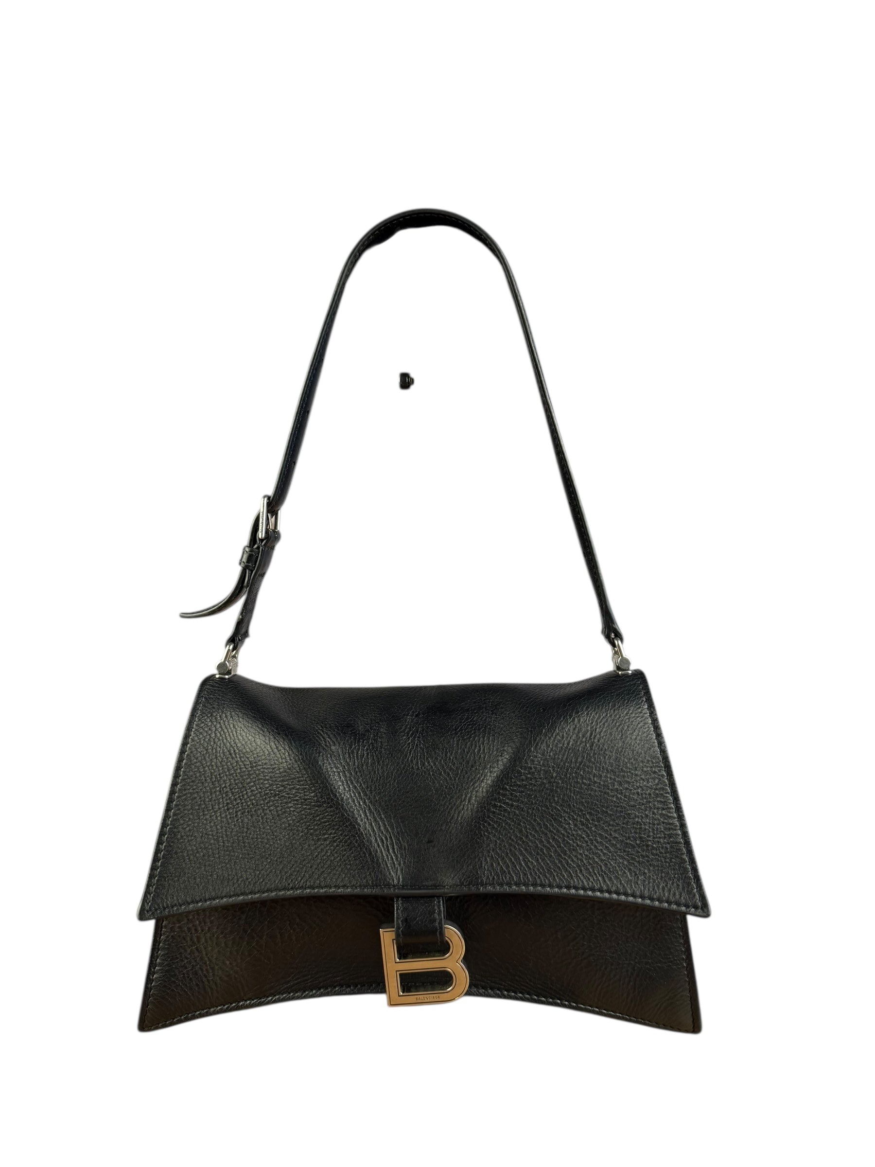 Balenciaga Crush Sling Shoulder Bag Black Leather
