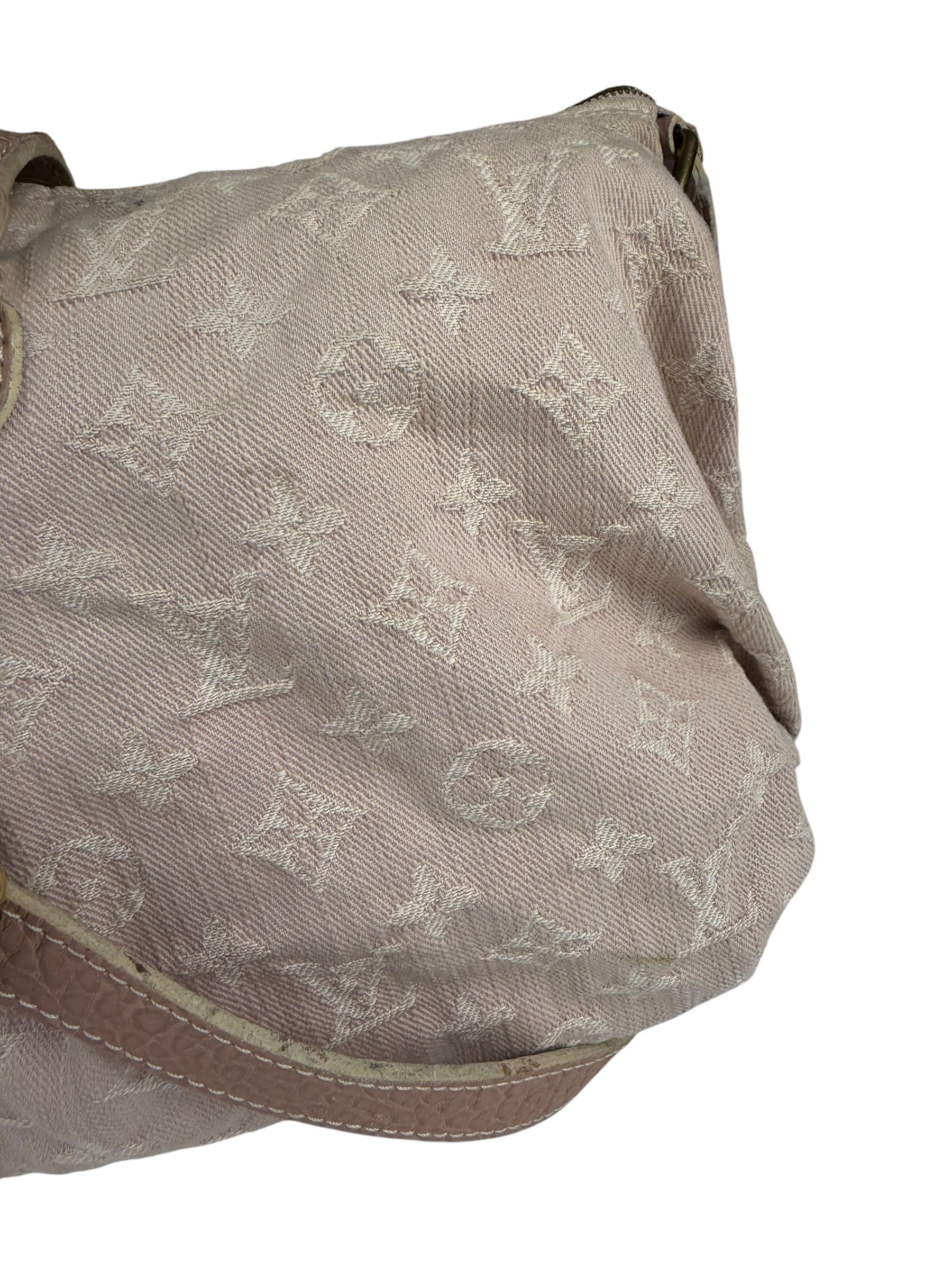 Louis Vuitton Vintage Rose Pink Monogram Denim Slightly Hobo Bag