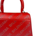 Balenciaga Red Leather Hourglass XS Rhinestones Two-Way Bag