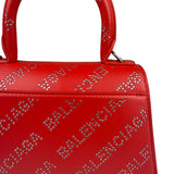 Balenciaga Red Leather Hourglass XS Rhinestones Two-Way Bag