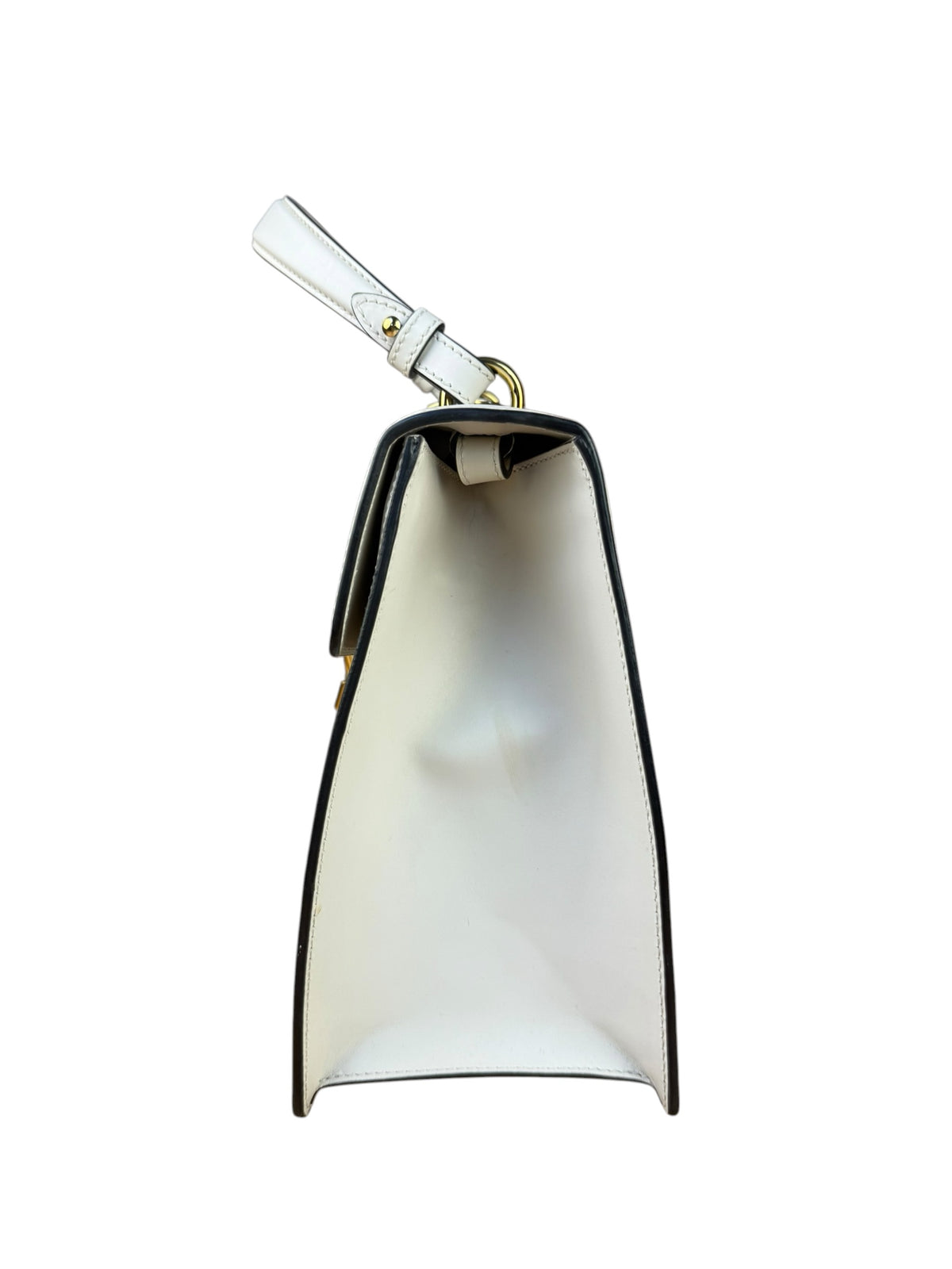 Gucci White Leather Sylvie Web Strap Top Handle