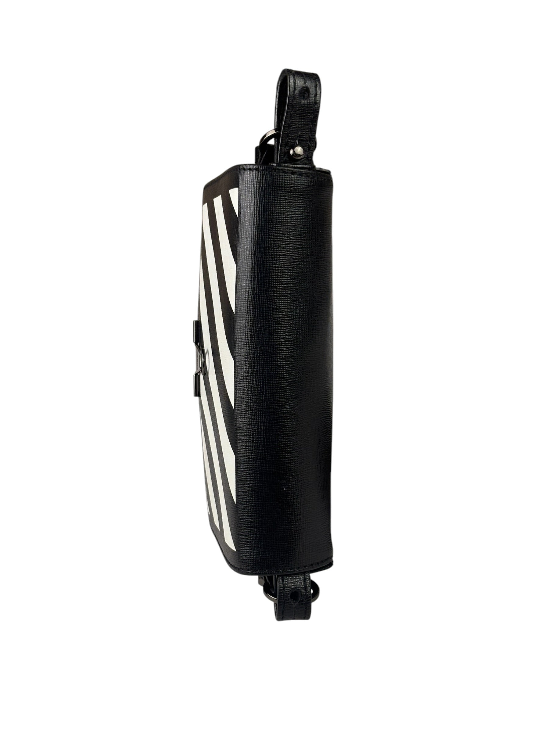 Off-White Black/White Leather Binder Clip Crossbody Bag
